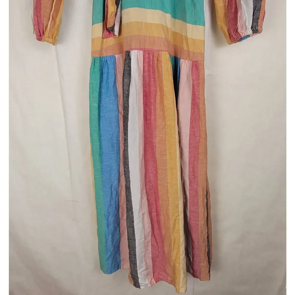 Billabong x Sincerely Jules rainbow striped vneck maxi dress Size XS Boho - Picture 7 of 11